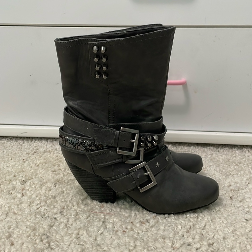 Black/grey cowboy boots size 6
